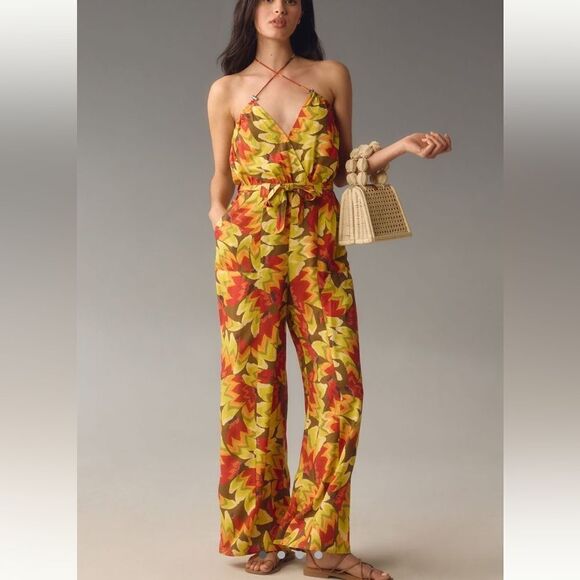 By Anthropologie Farm Rio Fruit Print Jumpsuit - Picture 1 of 4